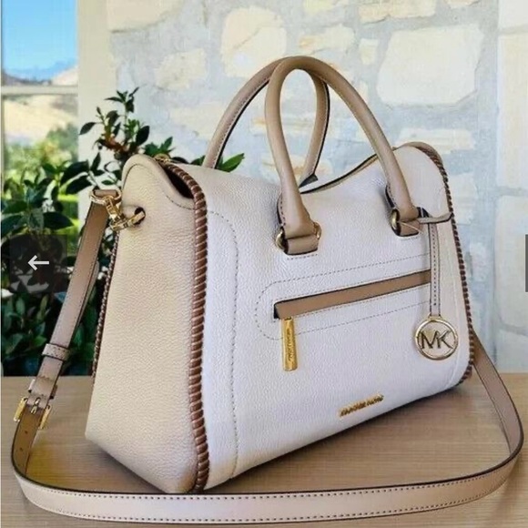 Michael Kors Jet Set Travel Large Satchel/ Wallet Leather Light Cream Multi - Picture 2 of 7